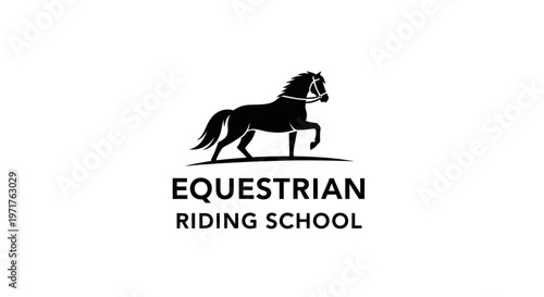 Equestrian Riding School Logo Silhouette Horse