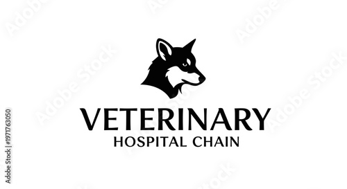 Veterinary Hospital Chain Logo with Wolf Head Silhouette