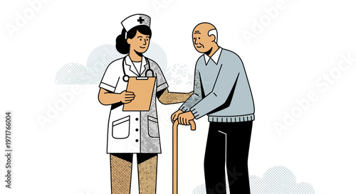 Premium geriatric healthcare professional delivering empathetic patient support for corporate wellness and insurance marketing