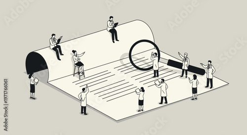 Specialized Healthcare Compliance Team Conducting a Rigorous Audit of Medical Policies and Legal Contracts