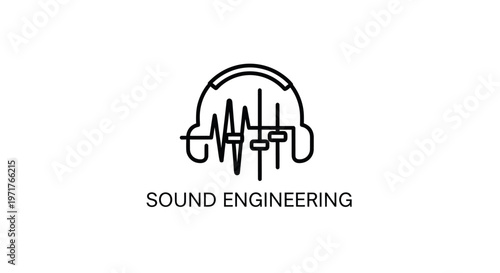 Sound Engineering Icon: Headphones and Equalizer Waveform