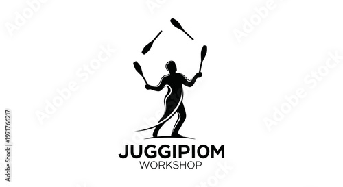 Juggler Silhouette Performing with Clubs