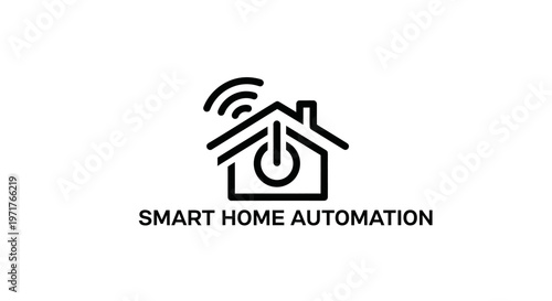 Smart Home Automation Icon - House with Power Button and WiFi Signal