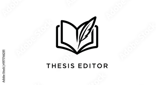 Open Book and Quill Pen Icon - Thesis Editor Concept