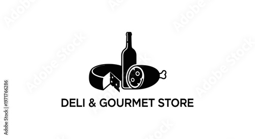 Deli & Gourmet Store Logo: Cheese, Wine, and Cured Meat Emblem