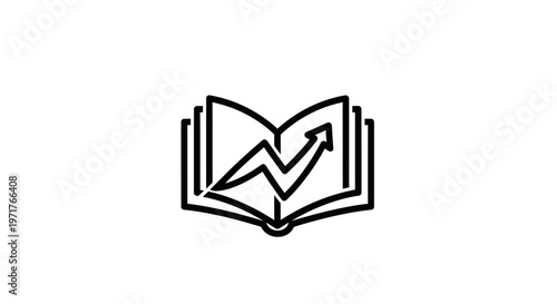 Fotografie Open Book with Growth Chart Arrow Icon, Learning Business Strategy
