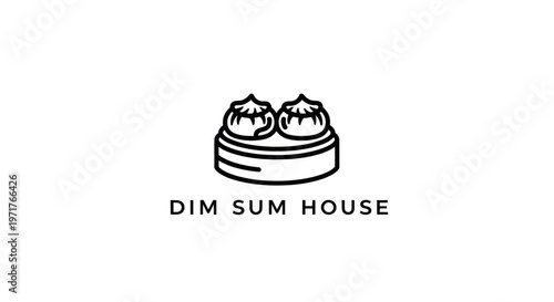 Minimalist Dim Sum House Logo - Steamed Dumplings Icon
