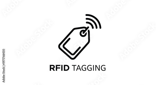 RFID Tagging Icon with Signal Waves