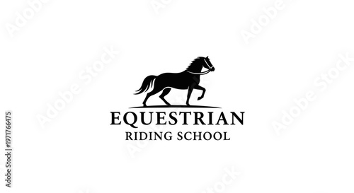 Equestrian Riding School Logo - Silhouette of a Horse and Text