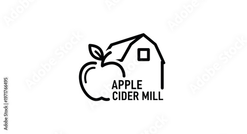 Apple Cider Mill Logo: Rustic Barn and Apple Icon