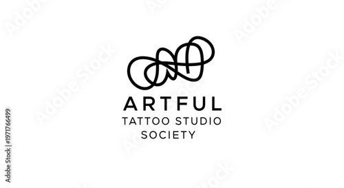 Abstract line art logo for Artful Tattoo Studio Society