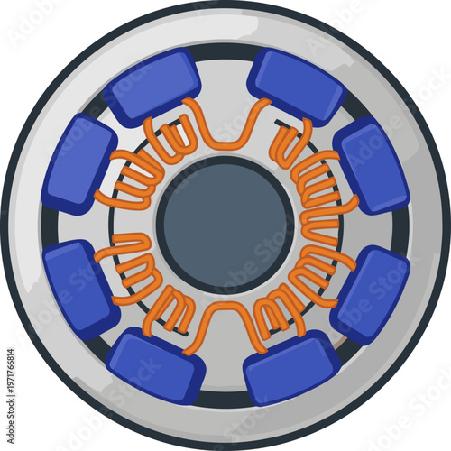 Detailed illustration of a headphone driver featuring spatial tech. Modern design, vibrant colors, and clear labeling highlight innovative audio technology. Perfect for tech and audio visuals.