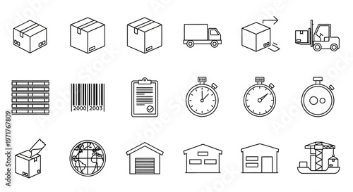 Minimalist Outline Vector Icons of Alcoholic Drinks and Bottles for Bars, Menus, and Beverage Industry