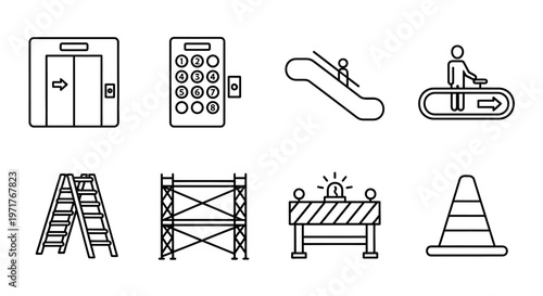Minimalist Outline Vector Icons of Alcoholic Drinks and Bottles for Bars, Menus, and Beverage Industry