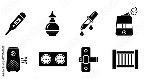 Vector icons for home comfort, health care, and daily living essentials - a comprehensive collection