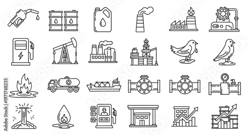 Industrial Oil and Gas Equipment and Technology Icons