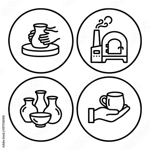 Handmade Ceramics Studio Icon Set