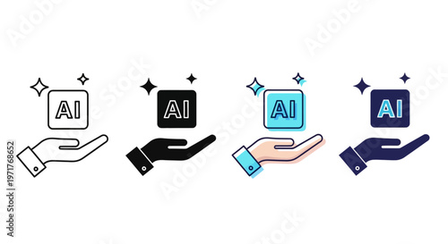 Hand holding a cube with the letters AI, representing artificial intelligence and technology development