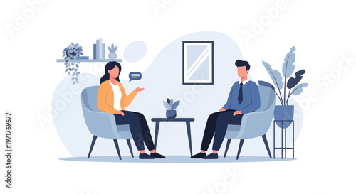 psychotherapy session with counselor and patient