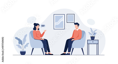 psychotherapy session with female patient and male therapist