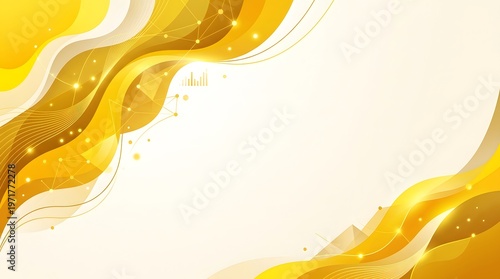 Elegant golden abstract wave background with flowing layers and glowing particles, luxury modern design ideal for branding, presentations, websites and premium digital layouts