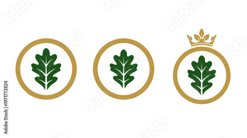 Oak Leaf Emblem Set: Simple, Royal, and Elegant Icons