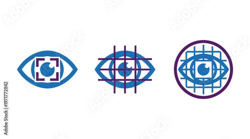 Biometric Eye Scan Icons: Identification, Security, Surveillance, Vision Technology