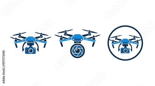 Drone Icon Set: Aerial Photography, Videography, and Surveillance Technology