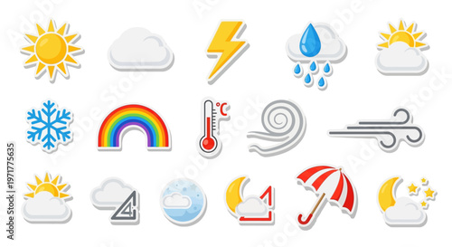 Weather Forecast Icons Set for Application Design and Climate Reports