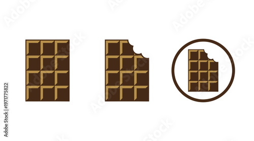 Chocolate Bar Set: Whole, Bitten, and Icon - Sweet Treat Variety