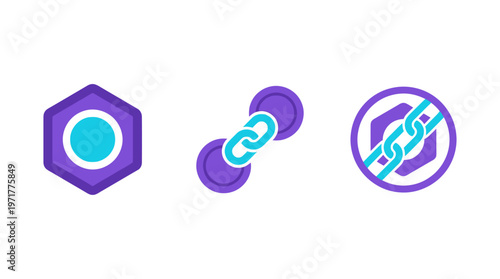 Abstract Icons: Connection, Link, and Blocked Link Symbols