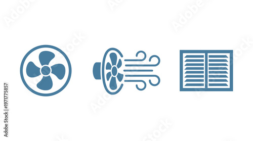 Ventilation System Icons: Fan, Airflow, and Vent - Clean Air Concept