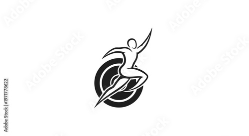 Dynamic Silhouette of a Runner in Action, Abstract Circular Motion