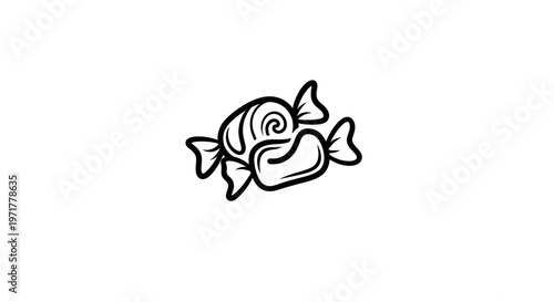 Hand-drawn candy icon, sweet treat illustration, doodle confectionery, isolated on white background