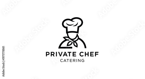 Minimalist Chef Logo with Hat and Scarf - Private Chef Catering