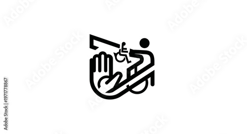 Disability Access Symbol with Hand Helping Person in Wheelchair