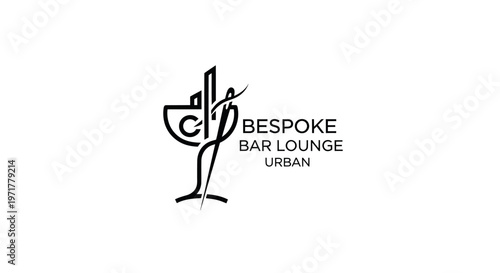 Bespoke Bar Lounge Urban Logo - Elegant Design with Cocktail Glass and City Skyline