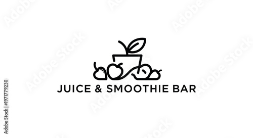 Minimalist Juice and Smoothie Bar Logo with Fruit and Leaf Icon