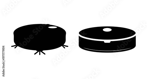 Two black robotic vacuum cleaners on a for cleaning floors efficiently