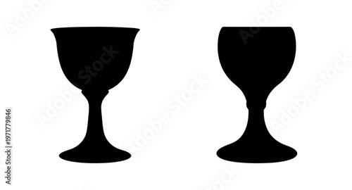 Two black goblet silhouettes on a pure for design elements