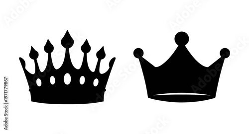 Two black crown silhouettes for royalty and luxury concepts
