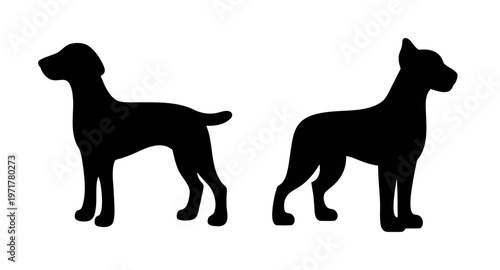 Two dog silhouettes standing side by side