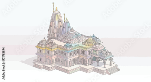 Intricate Hindu Temple Architecture Design.