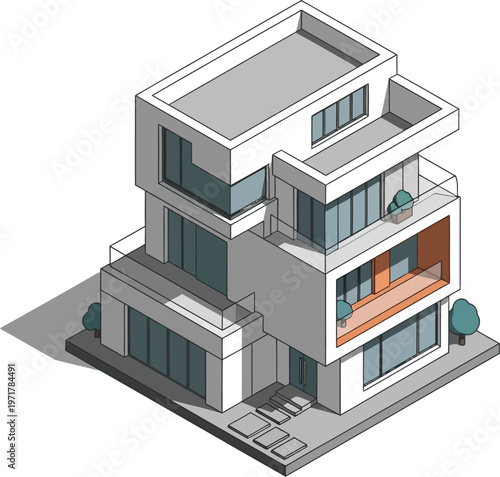 Modern multistory residential building design.