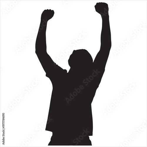 Victory, success, achievement, triumphant gesture, celebrating, raising arms