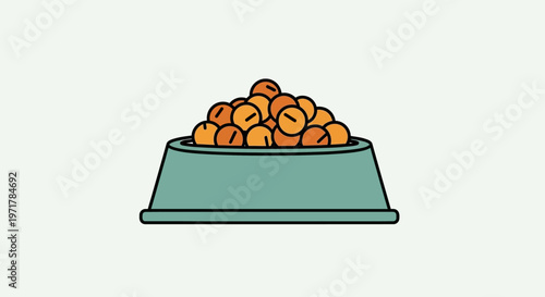 Kibble in a green dog bowl.