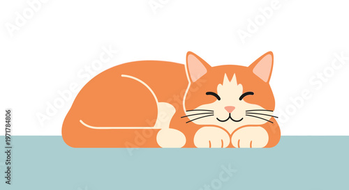 Smiling Orange Cat Laying Down.