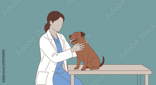 Veterinarian Examining Brown Dog Closeup.