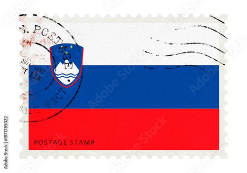 Tableau sur toile Slovenia flag png post stamp sticker, transparent background