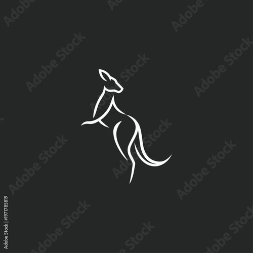 Minimal Kangaroo Line Logo – Elegant Wildlife Jumping Animal Symbol